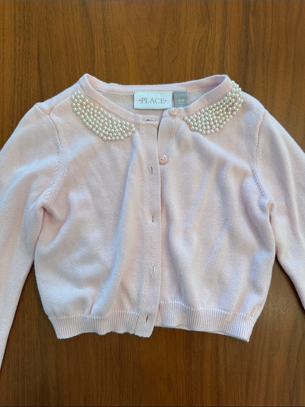 The Children's Place Light Pink Pearl Collar Cardigan ballet dance sweater